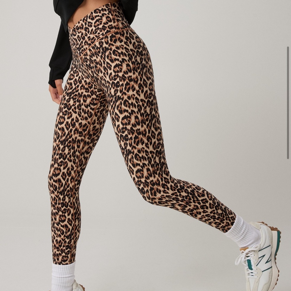 Leopard Print High-Waist Leggings - Brown
